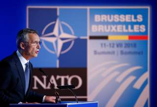 NATO Secretary General Jens Stoltenberg holds a news conference after participating in the NATO Summit in Brussels, Belgium July 12, 2018. REUTERS/Paul Hanna