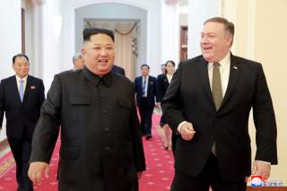 North Korean leader Kim Jong Un meets with U.S. Secretary of State Mike Pompeo in Pyongyang in this photo released by North Korea's Korean Central News Agency (KCNA) on October 7, 2018. KCNA via REUTERS ATTENTION EDITORS - THIS IMAGE WAS PROVIDED BY A THI