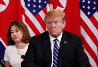 U.S. President Donald Trump meets North Korean leader Kim Jong Un during the one-on-one bilateral meeting at the second North Korea-U.S. summit in the Metropole hotel in Hanoi, Vietnam February 28, 2019. REUTERS/Leah Millis