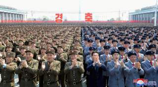 A mass rally celebrating the re-election of Kim Jong Un as North Korea's leader is held at Kim Il Sung square in Pyongyang, North Korea, in this photo released on April 14, 2019 by North Korea's Korean Central News Agency (KCNA). KCNA via REUTERS