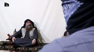 A bearded man with Islamic State leader Abu Bakr al-Baghdadi's appearance speaks in this screen grab taken from video released on April 29, 2019. Islamic State Group/Al Furqan Media Network/Reuters TV via REUTERS.