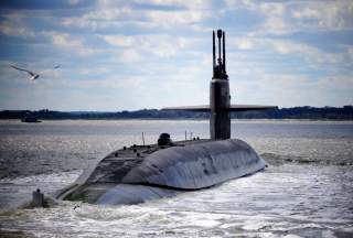 Following a strategic deterrence patrol, the Ohio-class ballistic-missile submarine USS Alaska returns to its homeport at Naval Submarine Base Kings Bay, Georgia, U.S. in this April 2, 2019 handout photo.