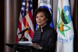 U.S. Department of Transportation Secretary Elaine Chao speaks during a press conference on the One National Program Rule on federal preemption of state fuel economy standards at EPA Headquarters in Washington, U.S., September 19, 2019. REUTERS/Sarah Silb