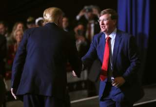 U.S. President Donald Trump introduces Mississippi Republican candidate for governor, Lieutenant Governor Tate Reeves during a campaign rally in Tupelo, Mississippi, U.S., November 1, 2019. REUTERS/Leah Millis