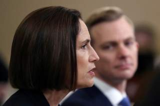 Fiona Hill, former senior director for Europe and Russia on the National Security Council, testifies before a House Intelligence Committee hearing alongside David Holmes, political counselor at the U.S Embassy in Kiev, as part of the impeachment inquiry
