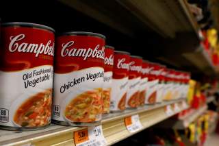 Cans of Campbell's Soup are displayed in a supermarket in New York City, U.S. February 15, 2017. REUTERS/Brendan McDermid