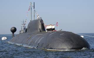 Russian seamen line up on an unidentified submarine believed to be an Akula-class submarine during a military parade training in Vladivostok in this July 25, 2008 file photo. 