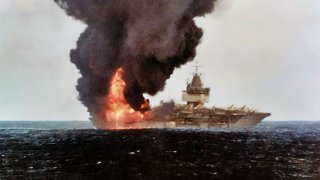 USS Enterprise Aircraft Carrier on Fire