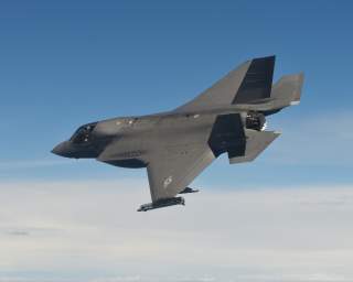 A test pilot assigned to the Salty Dogs of Air Test and Evaluation Squadron 23 flies an F-35B Lightning II during an Asymmetric Flying Qualities test. Aircraft BF-03, a multi-role Short Takeoff and Vertical Landing aircraft, is based at the F-35 Lightning