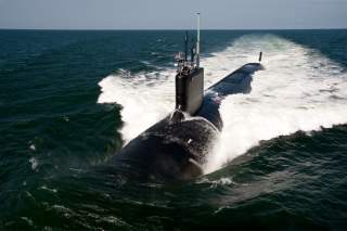 The Virginia-class attack submarine USS California (SSN 781) underway during sea trials.