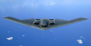 A B-2 Spirit soars after a refueling mission over the Pacific Ocean on Tuesday, May 30, 2006. The B-2, from the 509th Bomb Wing at Whiteman Air Force Base, Mo., is part of a continuous bomber presence in the Asia-Pacific region.