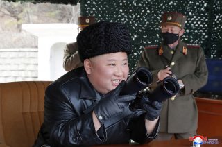 North Korean leader Kim Jong Un visits a drill of long-range artillery sub-units of the Korean People's Army, in North Korea in this image released by North Korea's Korean Central News Agency (KCNA) on March 2, 2020.?KCNA?via REUTERS