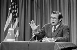 U.S. Secretary Defense (SECDEF) The Honorable Donald H. Rumsfeld, responds to questions during a panel interview conducted by members of the CBS Television and Radio News program 