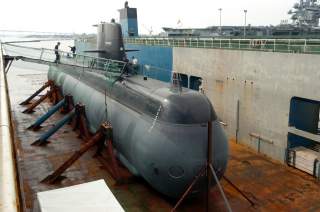 San Diego, Ca. (June 27, 2005) – The Swedish Navy Type (A 19) Stirling engine-powered attack submarine HMS Gotland arrives in San Diego on a transport ship from Sweden, as it arrives at San Diego, California (CA). The Gotland class is due to its unusual e