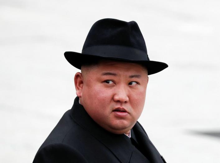 North Korean leader Kim Jong Un looks on after attending a wreath laying ceremony at a navy memorial in Vladivostok, Russia April 26, 2019. REUTERS/Shamil Zhumatov
