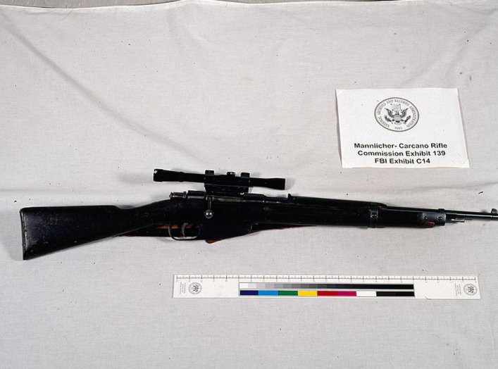 Mannlicher-Carcano Rifle Owned by Lee Harvey Oswald and Allegedly Used to Assassinate President John F. Kennedy. Warren Commission files, U.S. National Archives and Records Administration.