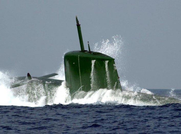 An undated file picture of one of the Israel Navy's three Dolphin-class submarines on maneuvers in the Mediterranean Sea. REUTERS/Handout by Israeli Defense Forces