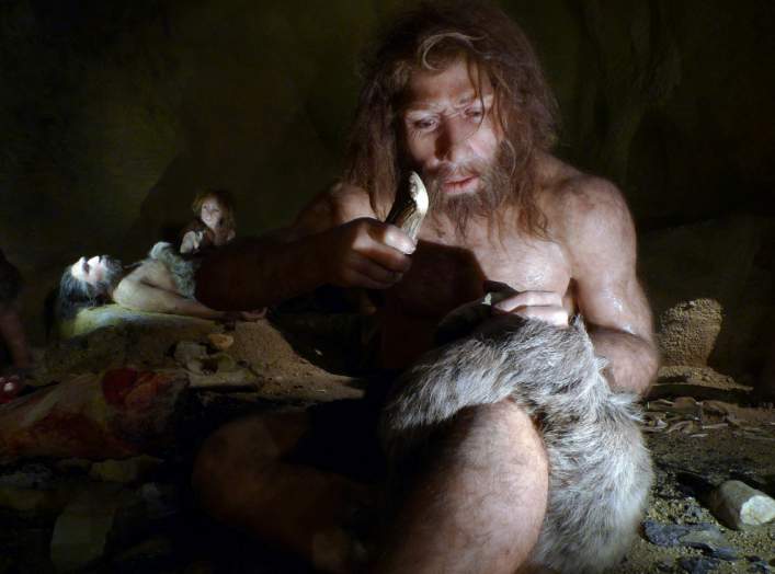 An exhibit shows the life of a neanderthal family in a cave in the new Neanderthal Museum in the northern town of Krapina February 25, 2010.