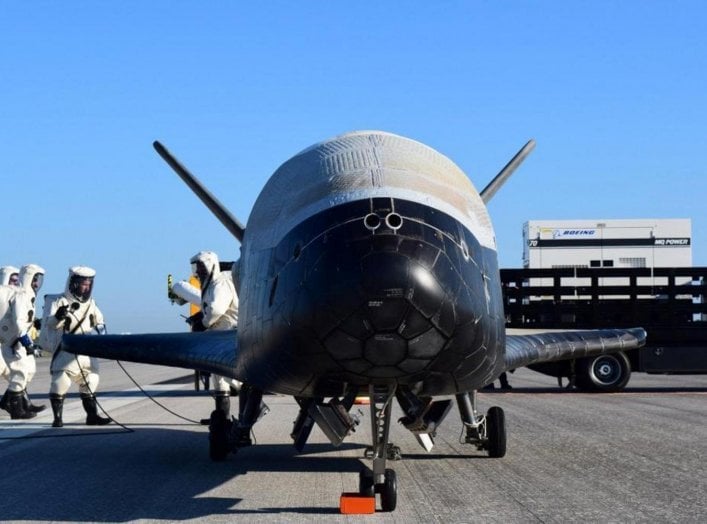 The U.S. Airforce's X-37B Orbital Test Vehicle mission 4 after landing at NASA's Kennedy Space Center Shuttle Landing Facility in Cape Canaveral, Florida, U.S., May 7, 2017. U.S. Air Force/Handout via REUTERS