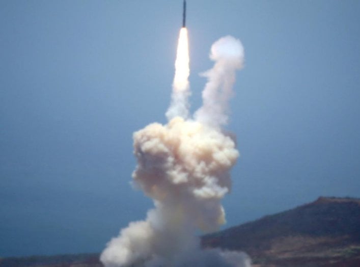 The Ground-based Midcourse Defense (GMD) element of the U.S. ballistic missile defense system launches during a flight test from Vandenberg Air Force Base, California, U.S., May 30, 2017. REUTERS/Lucy Nicholson