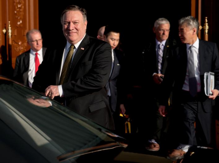 U.S. Secretary of State Mike Pompeo departs his guest house in Pyongyang, North Korea, Saturday, July 7, 2018, to call President Donald Trump on a secure phone. Pompeo is on a trip traveling to North Korea, Japan, Vietnam, Abu Dhabi, and Brussels. Andrew 