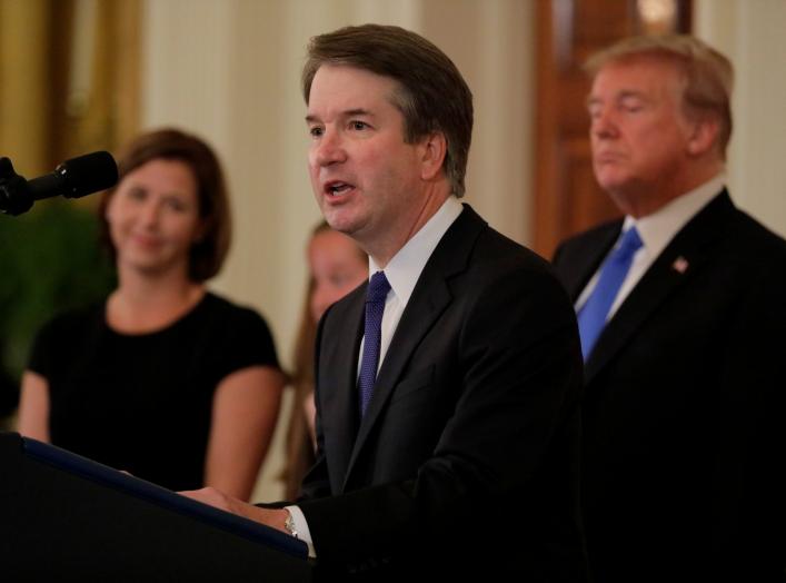 Supreme Court nominee Judge Brett Kavanaugh speaks in the East Room of the White House in Washington, U.S., July 9, 2018. REUTERS/Jim Bourg