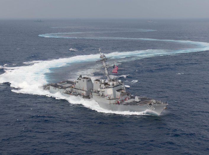 The guided-missile destroyer USS William P. Lawrence (DDG 110) practices ship maneuvers as it transits the Pacific Ocean June 23, 2018. Picture taken June 23, 2018. U.S. Navyphoto by Mass Communication Specialist 2nd Class Jessica O. Blackwell/Handout via