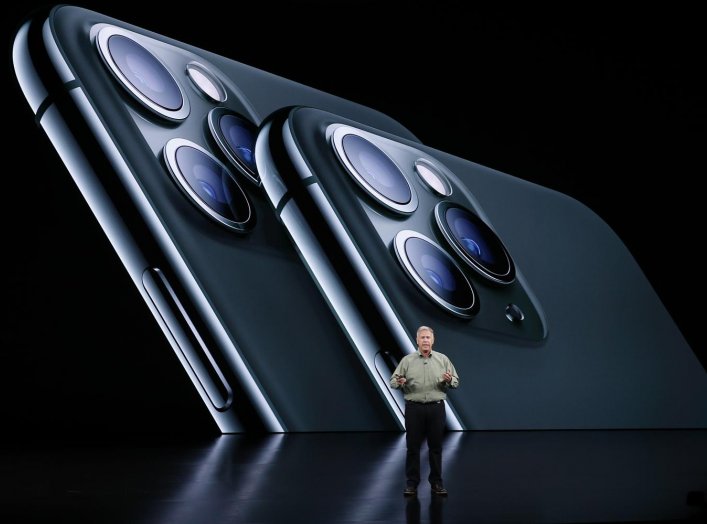 Phil Schiller, Senior Vice President of Worldwide Marketing presents the new iPhone 11 Pro at an Apple event at their headquarters in Cupertino, California, U.S. September 10, 2019. REUTERS/Stephen Lam