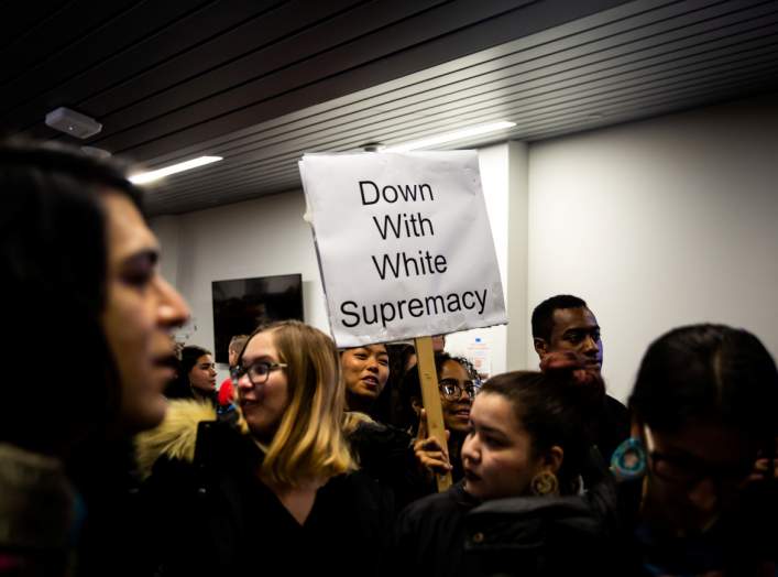 Students rally against white supremacy at Syracuse University in New York, U.S., November 20, 2019. REUTERS/Maranie Staab