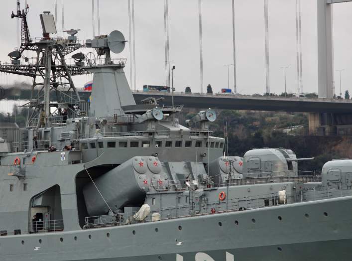 Russian Navy Anti-Submarine divisionÕs destroyer Vice-Admiral Kulakov sails in the Bosphorus, on its way to the Mediterranean Sea, in Istanbul, Turkey, January 13, 2020. REUTERS/Yoruk Isik