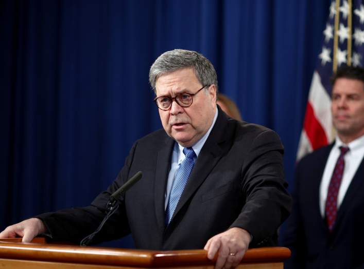 U.S. Attorney General William Barr and FBI Deputy Director David Bowdich announce the findings of the criminal investigation into the Dec. 6, 2019, shootings at the Pensacola Naval Air Station in Florida during a news conference at the Justice Department 