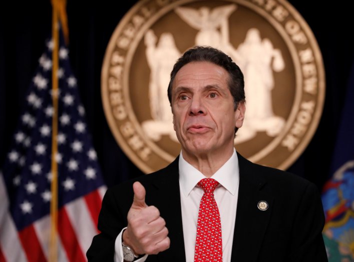 New York Governor Andrew Cuomo delivers remarks at a news conference regarding the first confirmed case of coronavirus in New York State in Manhattan borough of New York City, New York, U.S., March 2, 2020. REUTERS/Andrew Kelly