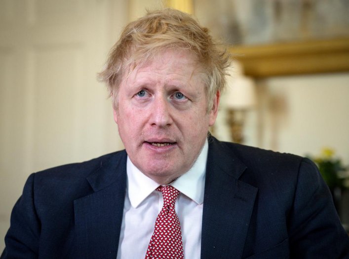 Prime Minister Boris Johnson thanks the NHS in a video message on Easter Sunday, in 10 Downing Street, London, Britain, April 12, 2020. Pippa Fowles/No 10 Downing Street/Handout via REUTERS