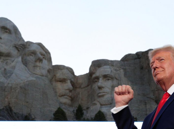 U.S. President Donald Trump attends South Dakota's U.S. Independence Day Mount Rushmore fireworks celebrations at Mt. Rushmore in Keystone, South Dakota, U.S., July 3, 2020. REUTERS/Tom Brenner