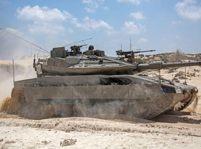 By IDF Spokesperson Unit, modification by User:MathKnight - File:Armored Corps Operate Near the Gaza Border (14743522533).jpg, CC BY 2.0, https://commons.wikimedia.org/w/index.php?curid=34361430