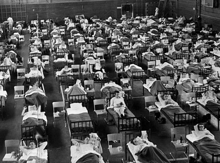 168 sick conscripts by asian flu in a sport arena att F 21 in Luleå. Picture was taken in 1957. Public Domain.