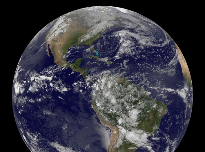 The planet Earth is seen in a photo taken by NOAA's GOES-East satellite at 07:45EST (11:45GMT) on Earth Day, April 22, 2014. The image shows the Americas, reaching from Canada to the tip of South America. REUTERS/NOAA/Handout (OUTER SPACE - Tags: SCIENCE 