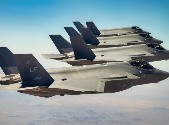 F-35 Fighters Flying in Formation