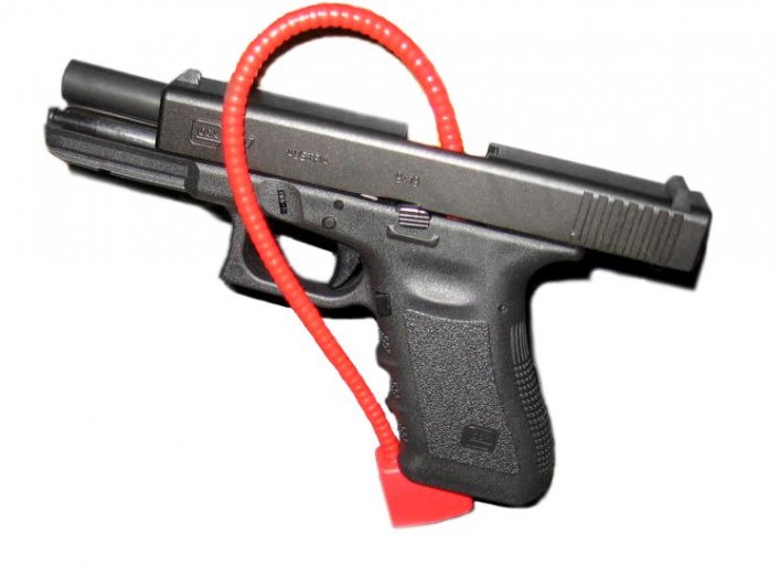 Glock 17 with trigger lock.