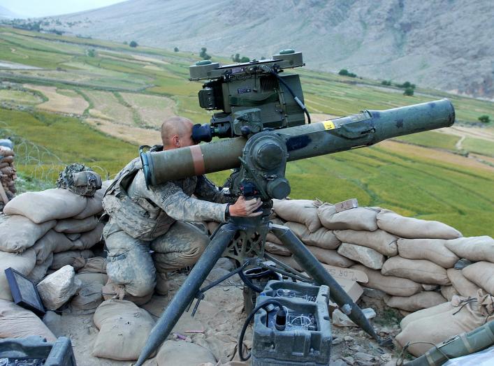 BGM-71 TOW, variant M220, SABER. U.S. Army PFC David Mitchell scans the landscape surrounding Vehicle Patrol Base Badel at the mouth of the Narang Valley in Konar province, Afghanistan, May 9, 2009.