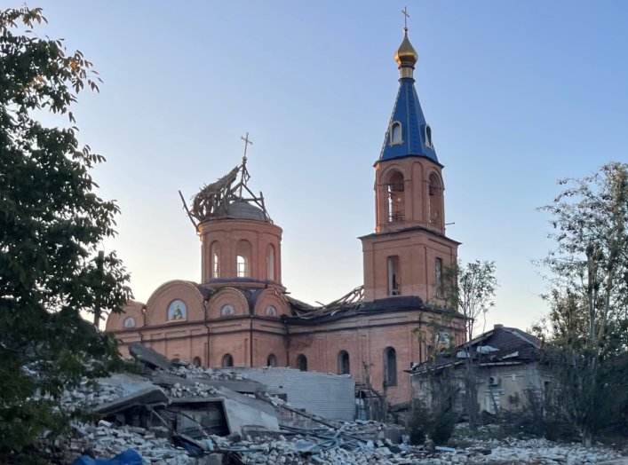 Russia attacked the orthodox church in Orikhiv, Ukraine, Oct.7. Image from author. 