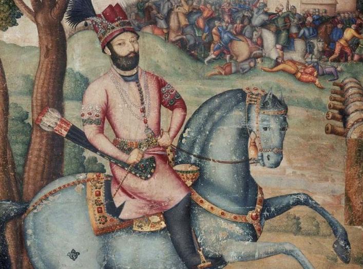 https://en.wikipedia.org/wiki/Battle_of_Karnal#/media/File:Nadir_Shah_at_the_sack_of_Delhi_-_Battle_scene_with_Nader_Shah_on_horseback,_possibly_by_Muhammad_Ali_ibn_Abd_al-Bayg_ign_Ali_Quli_Jabbadar,_mid-18th_century,_Museum_of_Fine_Arts,_Boston.jpg