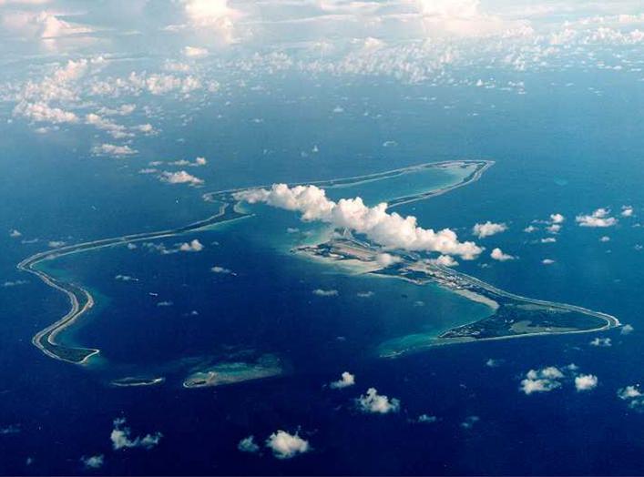File photo of Diego Garcia,largest island in the Chagos archipelago and site of a major United States military base in the middle of the Indian Ocean leased from Britain in 1966. Exiled inhabitants of Diego Garcia began a challenge July 17 to a British go