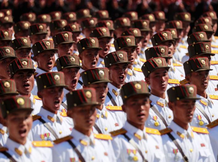 Soldiers march during a military parade marking the 70th anniversary of North Korea's foundation in Pyongyang, North Korea, September 9, 2018. REUTERS/Danish Siddiqui