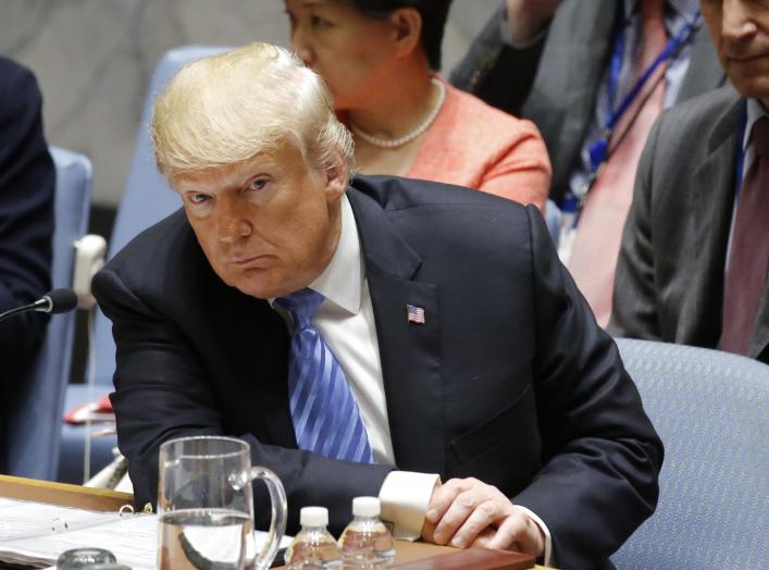 U.S. President Donald Trump listens as he chairs a meeting of the United Nations Security Council held during the 73rd session of the United Nations General Assembly at U.N. headquarters in New York, U.S., September 26, 2018. REUTERS/Eduardo Munoz