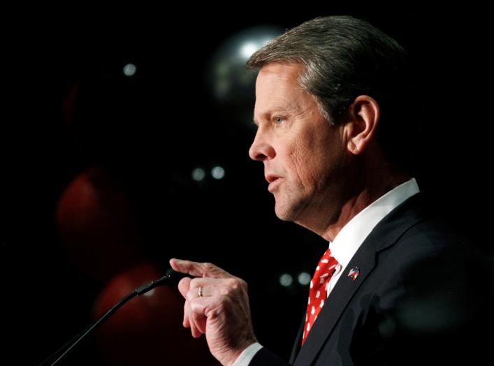 Following midterm elections, Republican gubernatorial candidate Brian Kemp reacts after appearing at his election night party in Athens, Georgia, U.S. November 7, 2018. REUTERS/Chris Aluka Berry