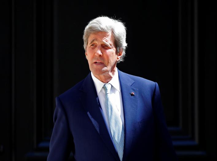 Former U.S. Secretary of State John Kerry arrives at the "Tech for Good" Summit in Paris, France May 15, 2019. REUTERS/Charles Platiau