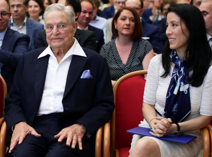 Billionaire investor George Soros and his wife Tamiko Bolton attend the Schumpeter Award in Vienna, Austria June 21, 2019. REUTERS/Lisi Niesner