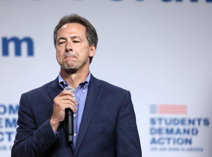 2020 Democratic U.S. presidential candidate Montana Governor Steve Bullock speaks and answers audience questions during the Presidential Gun Sense Forum in Des Moines, Iowa, U.S., August 10, 2019. REUTERS/Scott Morgan