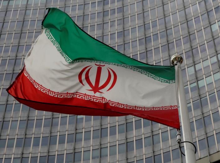 An Iranian flag flutters in front of the International Atomic Energy Agency (IAEA) headquarters in Vienna, Austria September 9, 2019. REUTERS/Leonhard Foeger